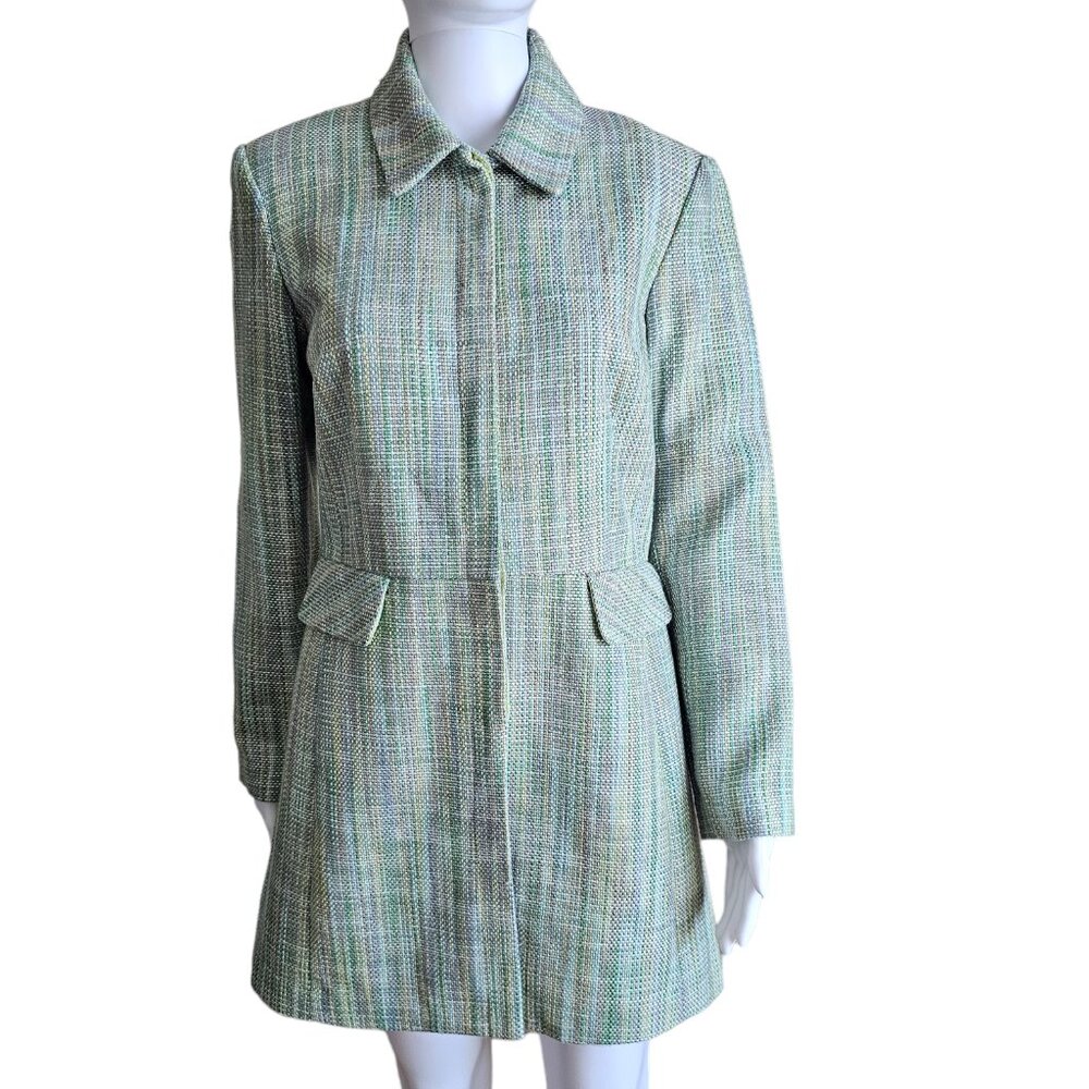 NEW WORTHINGTON- Green Plaid  Long Blazer Size 6